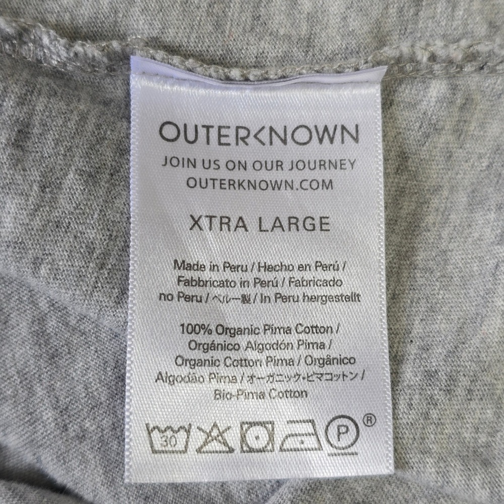Outerknown Henley Shirt Mens XL Grey Organic Pima Cotton Long Sleeve Minimalist - Picture 7 of 12